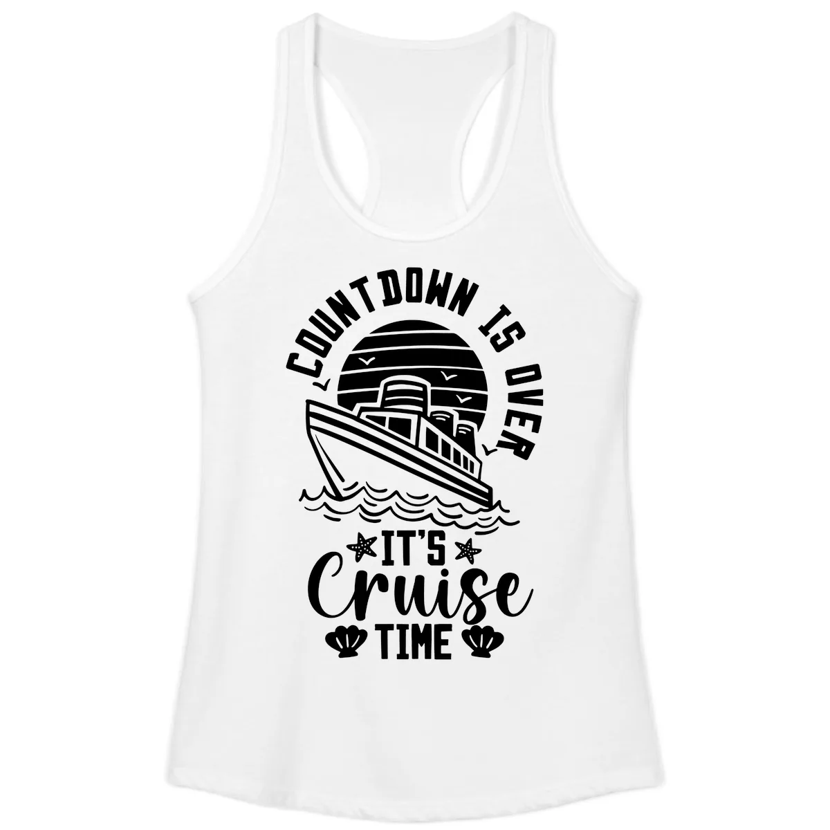Its Cruise Time Countdown Design Ladies Tank in White