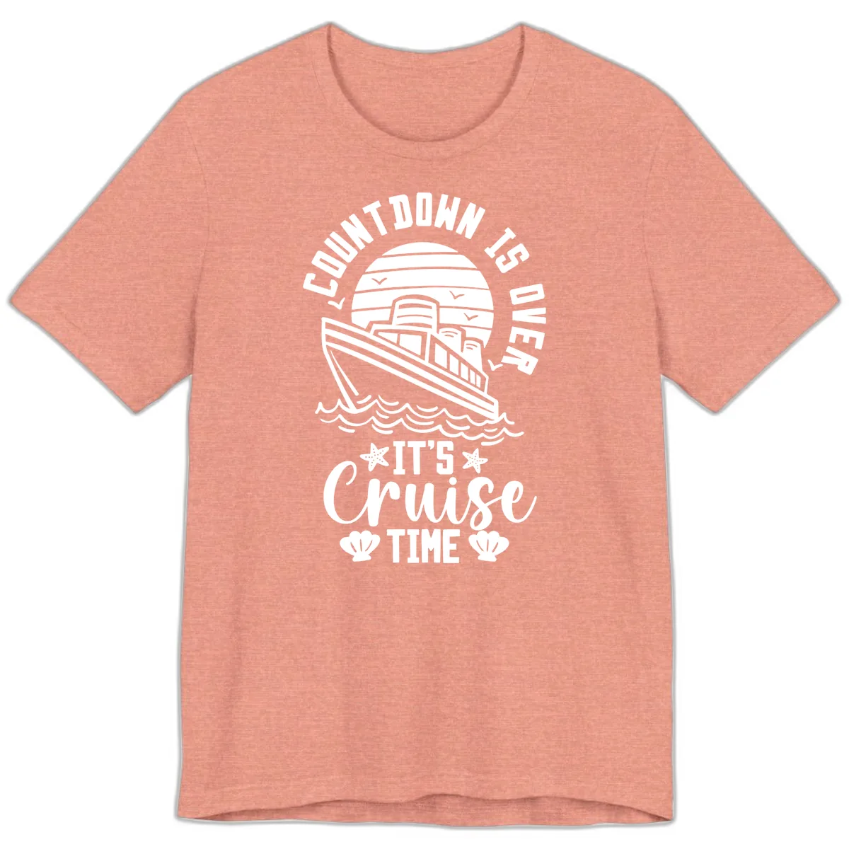 Its Cruise Time Countdown Design Premium T-Shirt in Heather Sunset