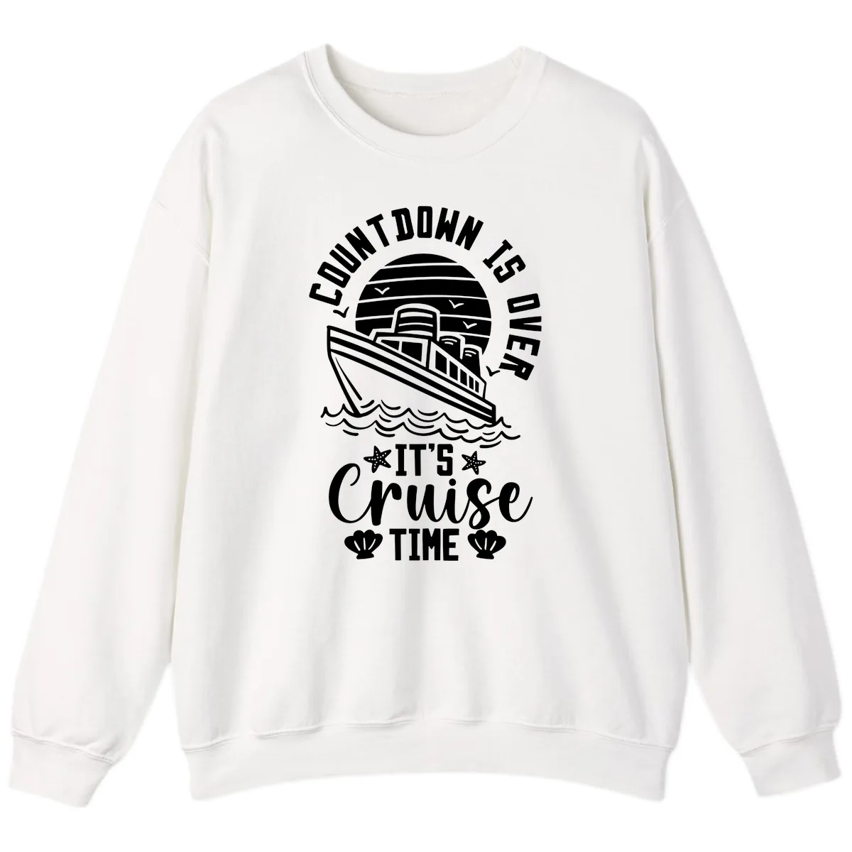 Its Cruise Time Countdown Design Sweatshirt in White