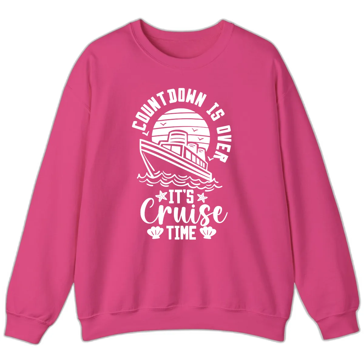 Its Cruise Time Countdown Design Sweatshirt in Heliconia