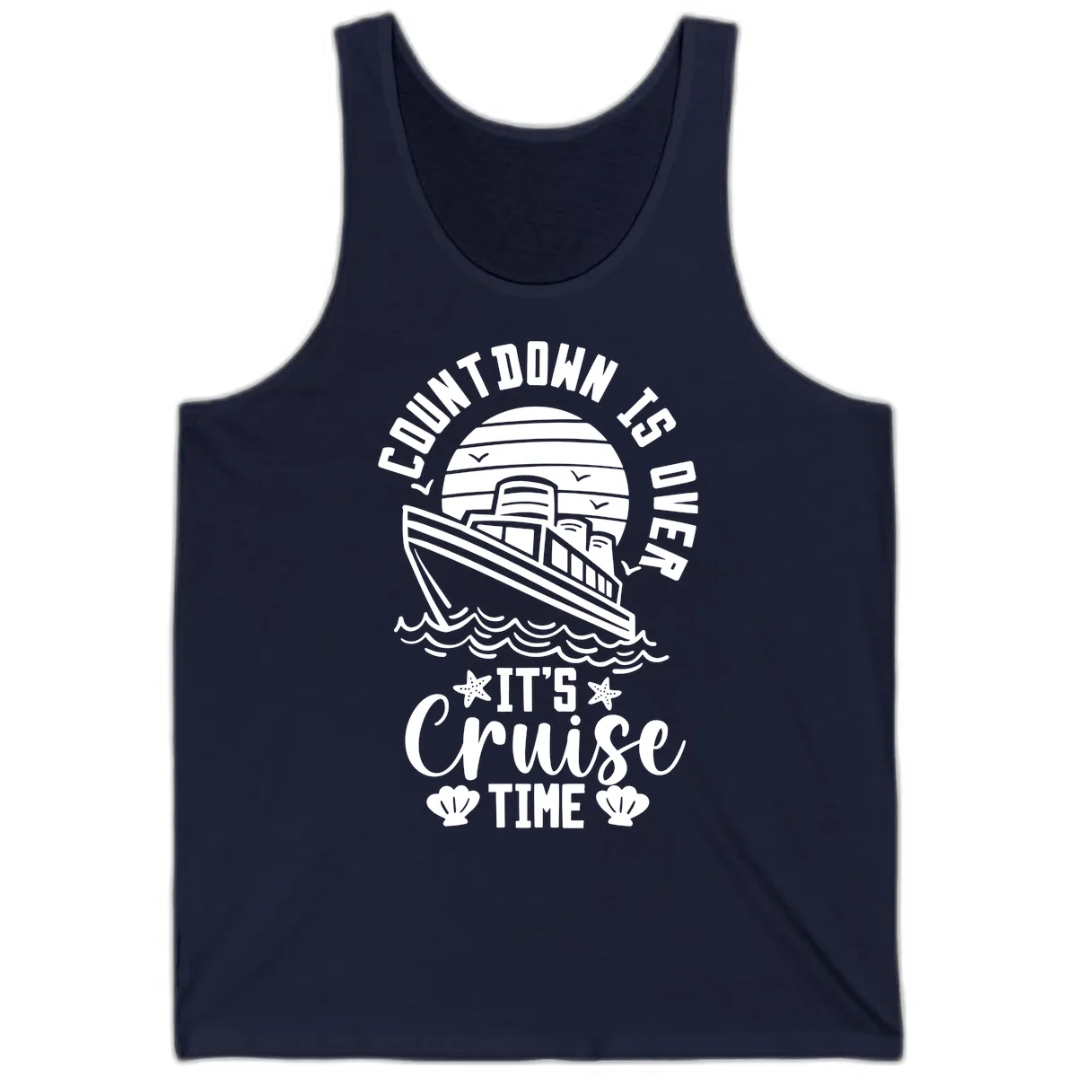 Its Cruise Time Countdown Design Tank in Navy