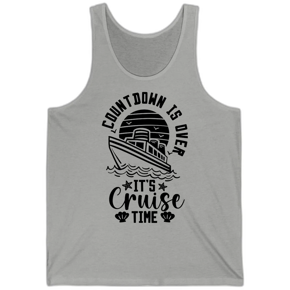 Its Cruise Time Countdown Design Tank in Athletic Heather