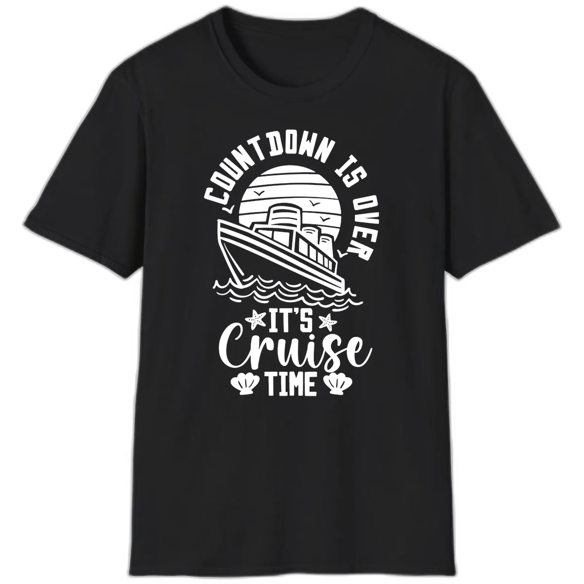 Its Cruise Time Countdown Design T-Shirt in Black