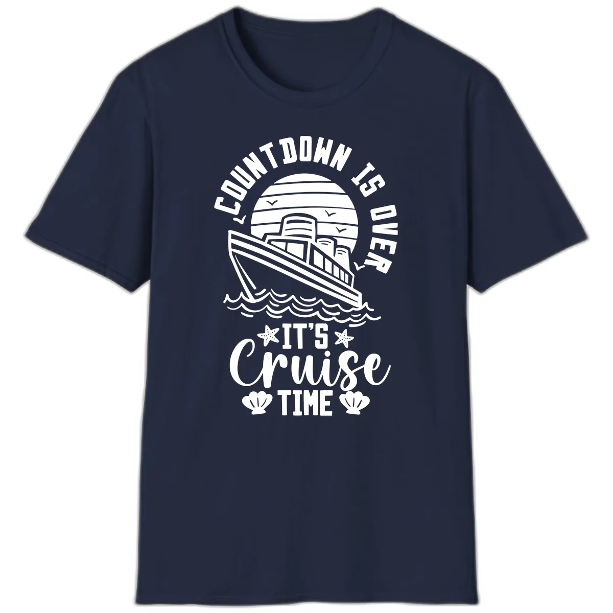 Its Cruise Time Countdown Design T-Shirt in Navy