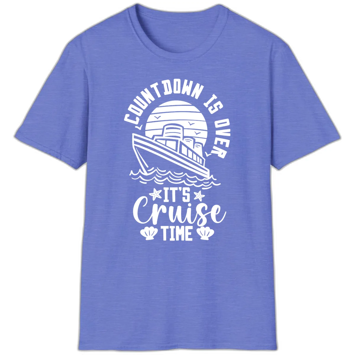 Its Cruise Time Countdown Design T-Shirt in Heather Royal
