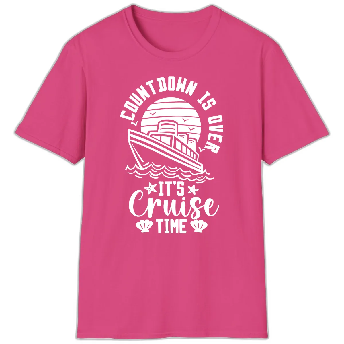 Its Cruise Time Countdown Design T-Shirt in Heliconia