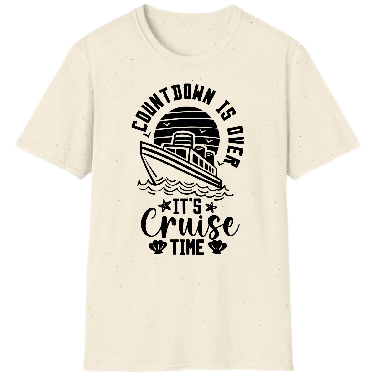 Its Cruise Time Countdown Design T-Shirt in Natural