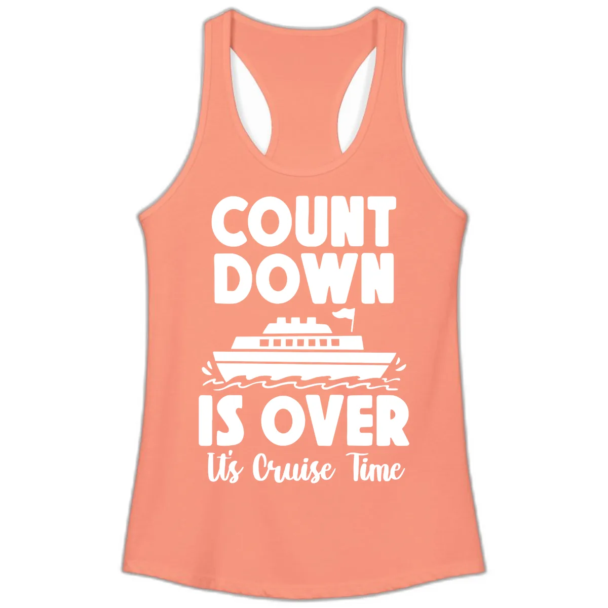 Count Down Is Over Cruise Time Ladies Tank in Solid Light Orange