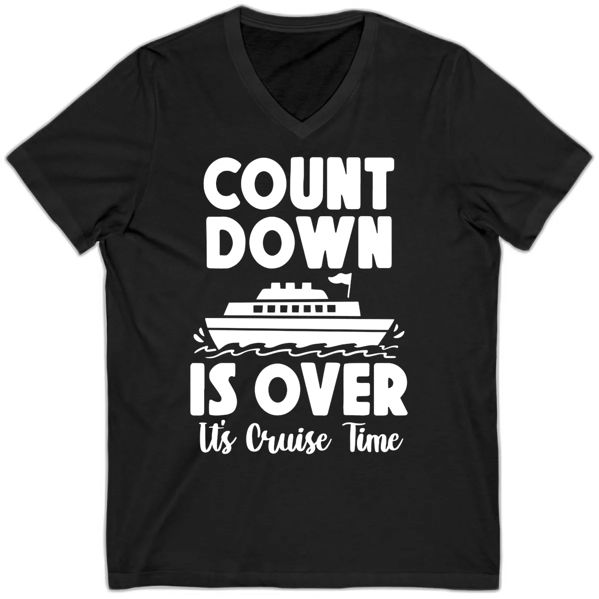 Count Down Is Over Cruise Time V-Neck in Black