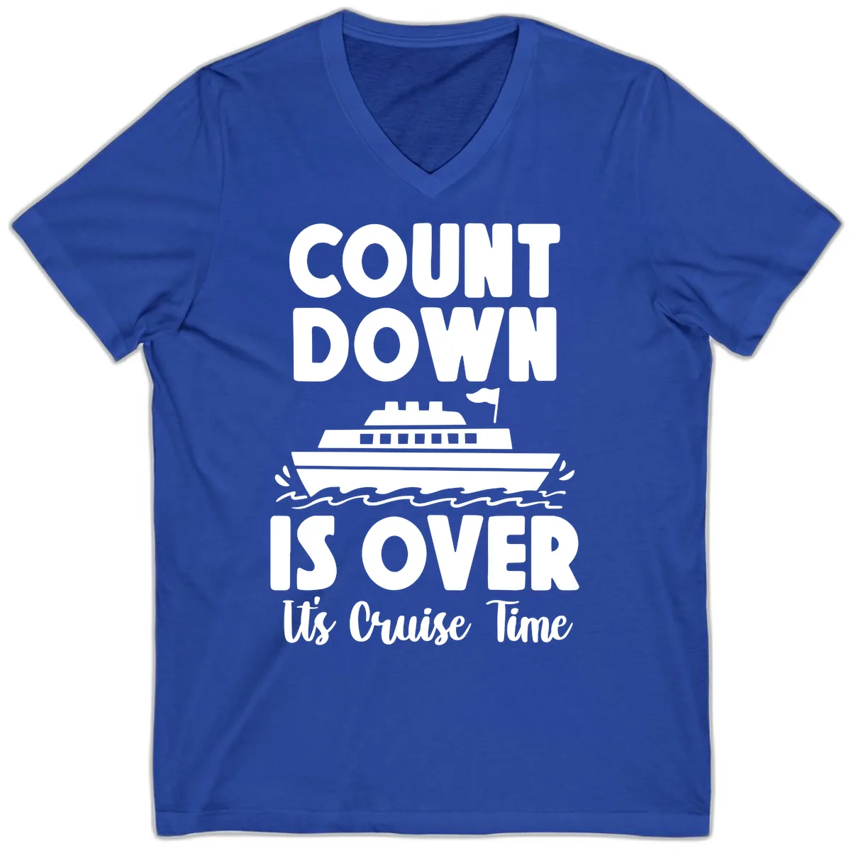 Count Down Is Over Cruise Time V-Neck in True Royal