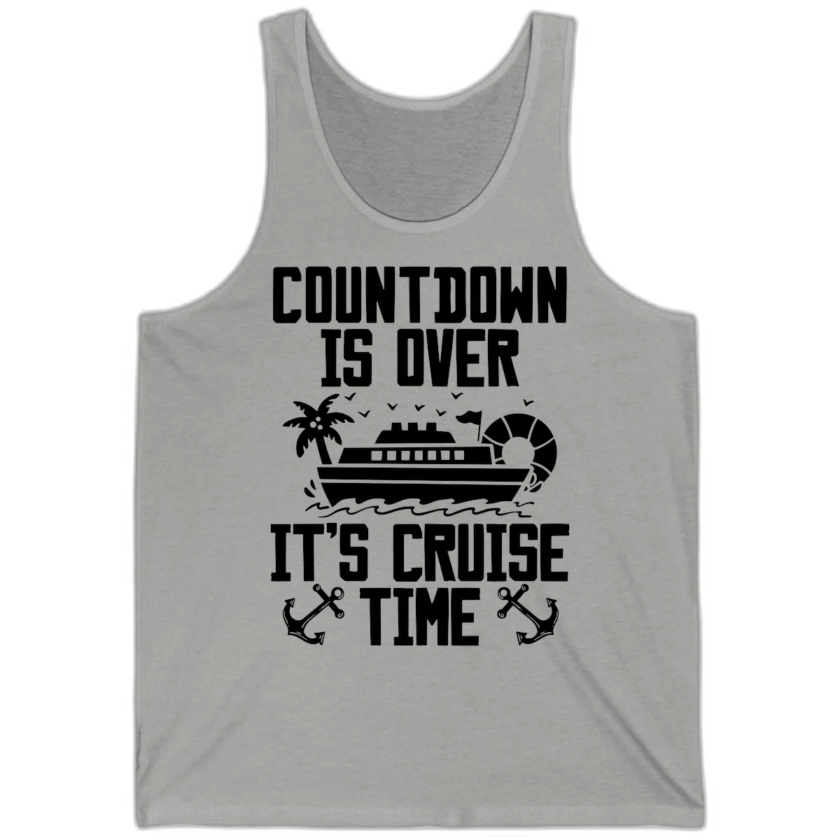 Countdown Is Over It's Cruise Time Tank in Athletic Heather