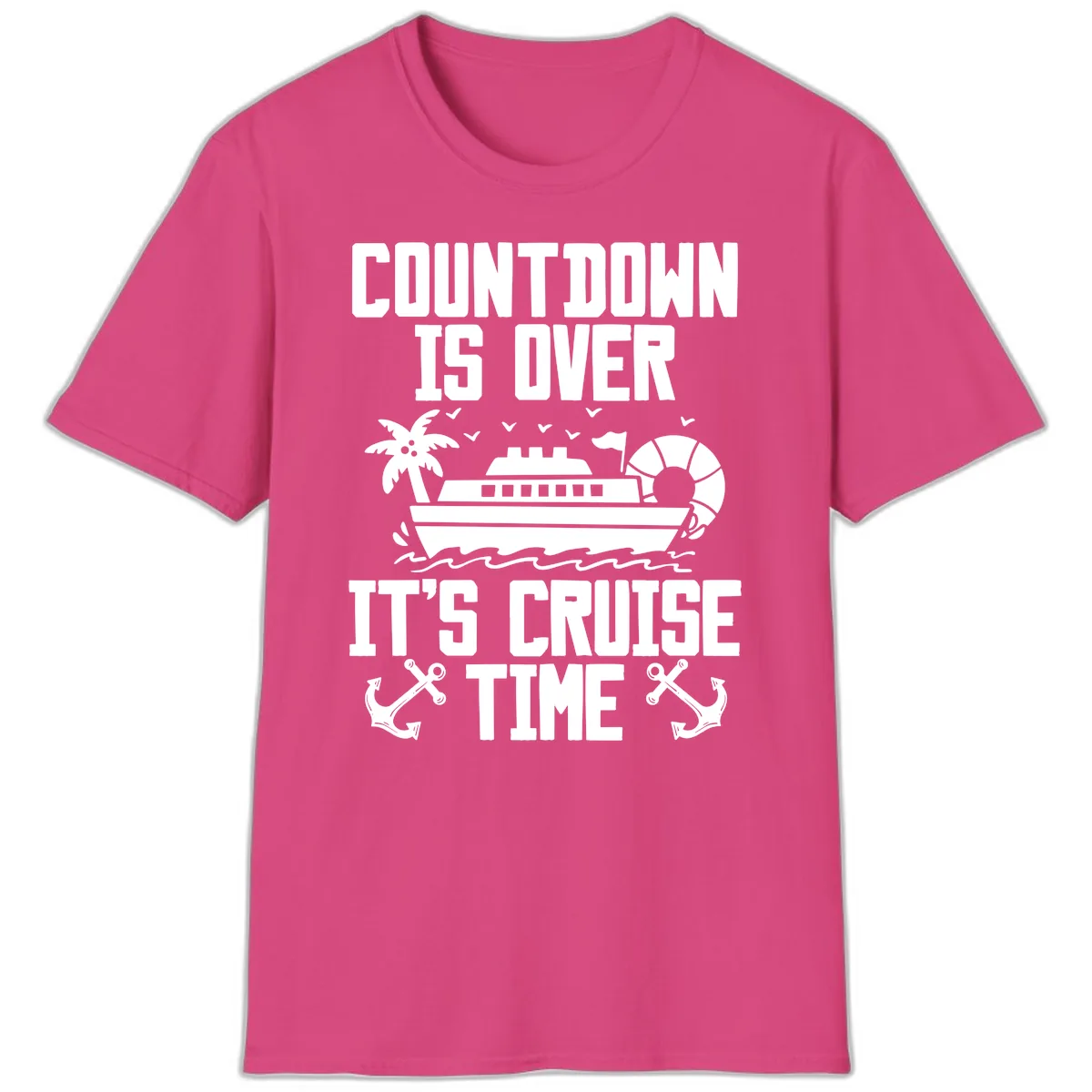 Countdown Is Over It's Cruise Time T-Shirt in Heliconia