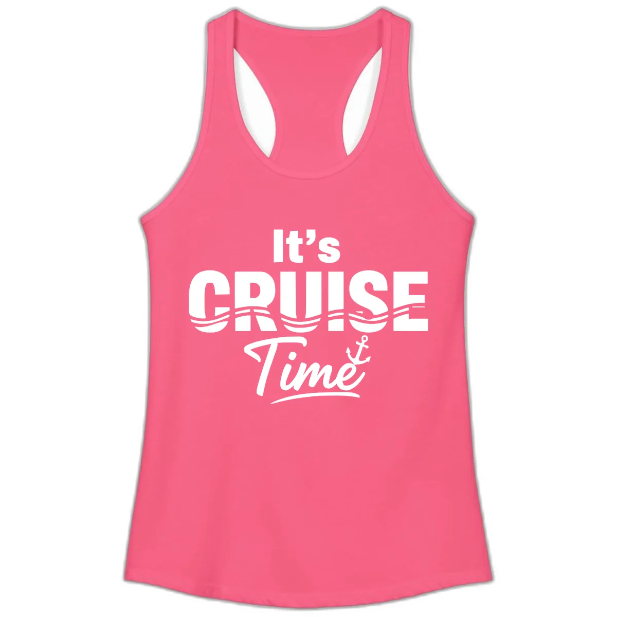 It's Cruise Time Ladies Tank in Solid Hot Pink