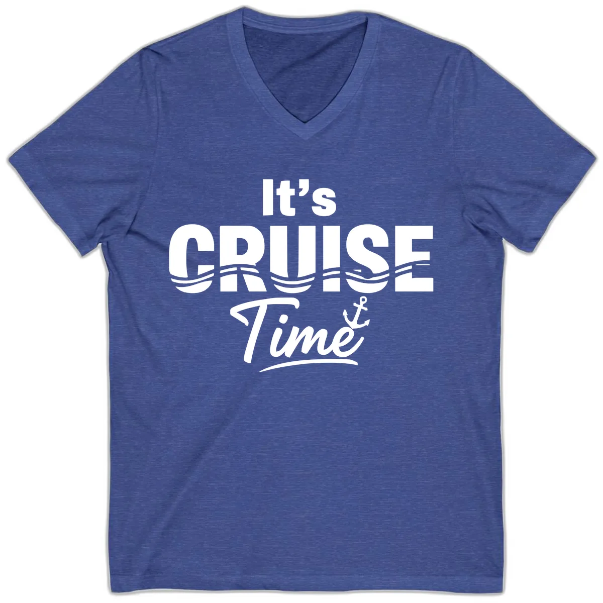 It's Cruise Time V-Neck in Heather True Royal