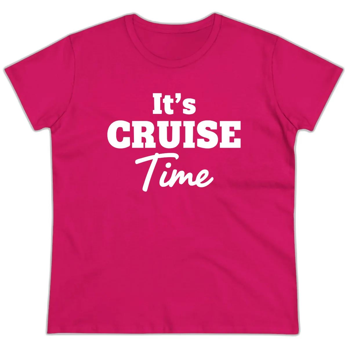 It's Cruise Time Apparel Ladies Tee in Heliconia