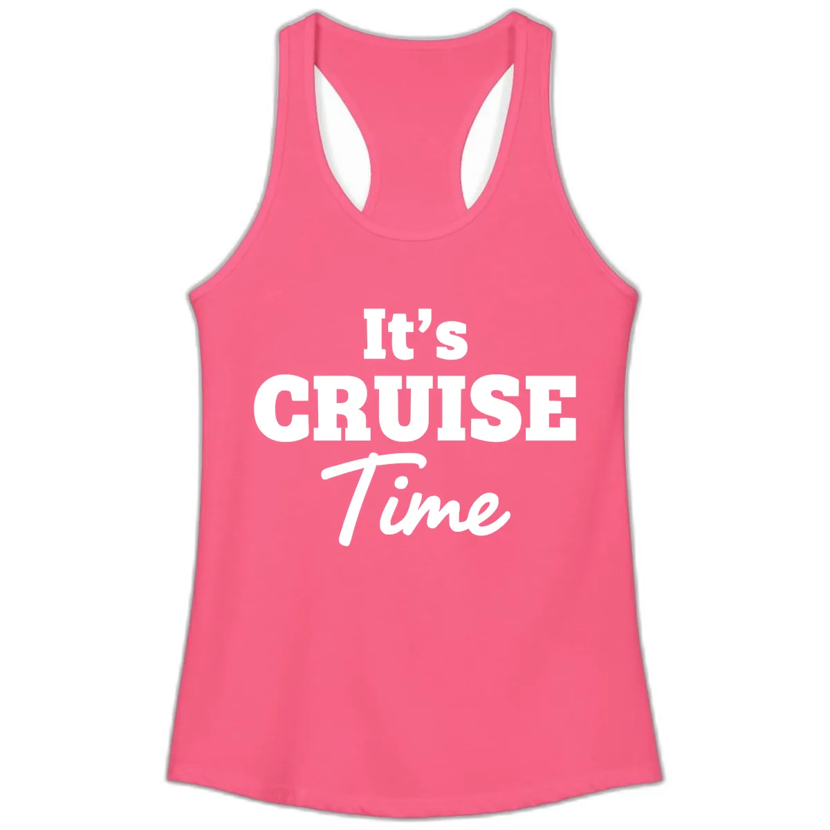 It's Cruise Time Apparel Ladies Tank in Solid Hot Pink