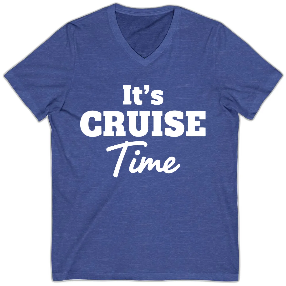 It's Cruise Time Apparel V-Neck in Heather True Royal