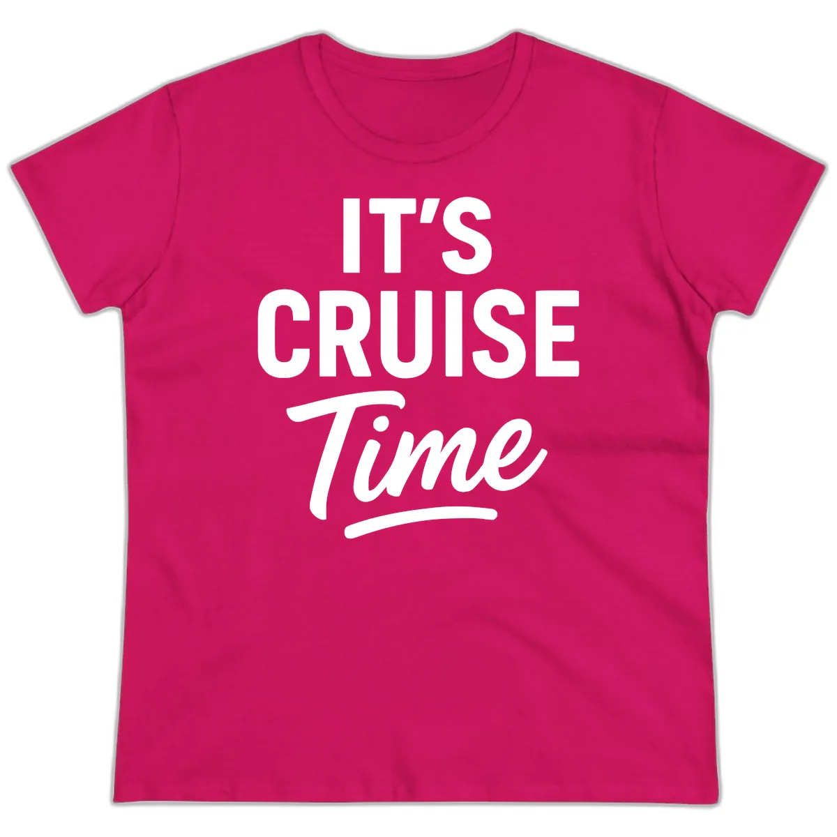 It's Cruise Time Apparel Ladies Tee in Heliconia