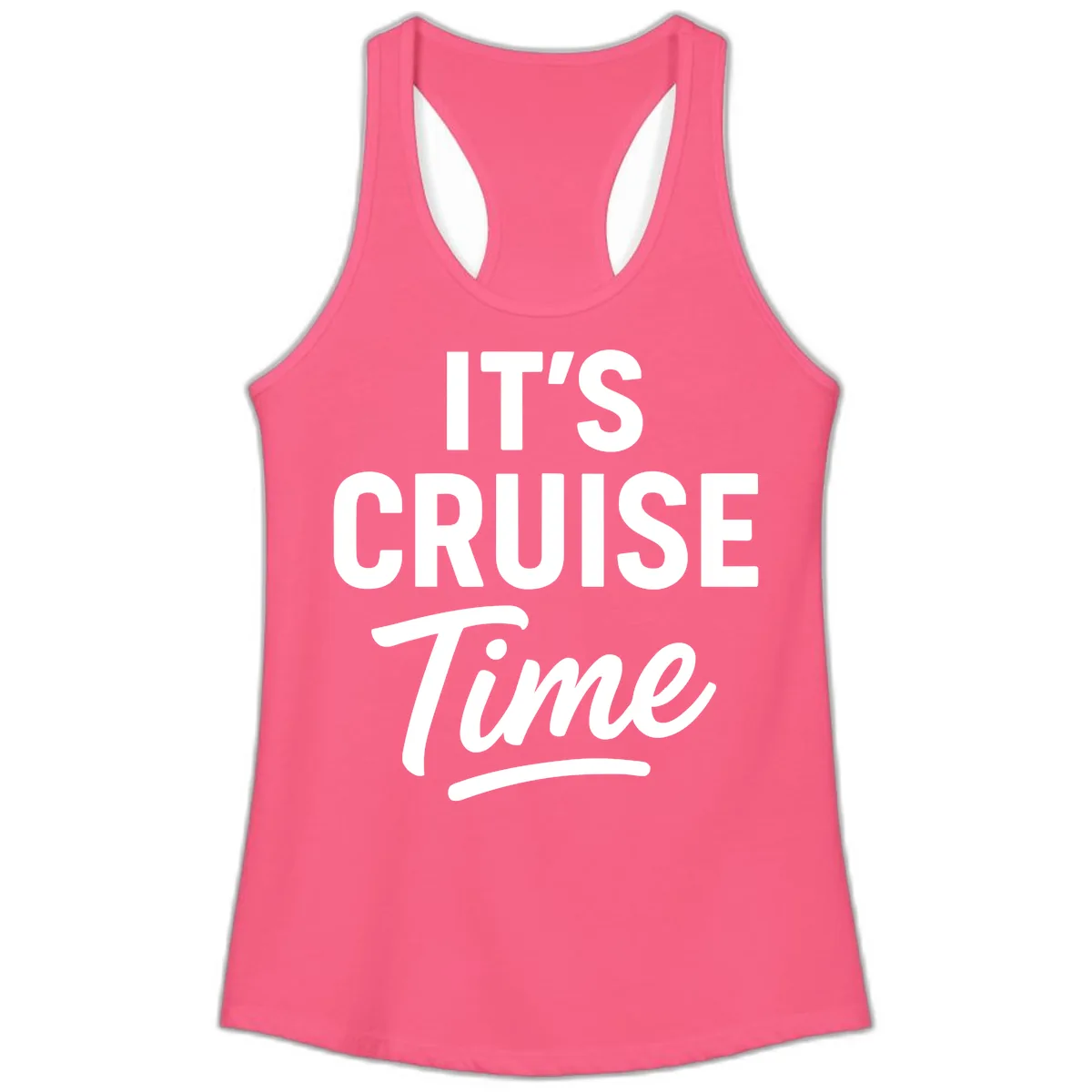 It's Cruise Time Apparel Ladies Tank in Solid Hot Pink