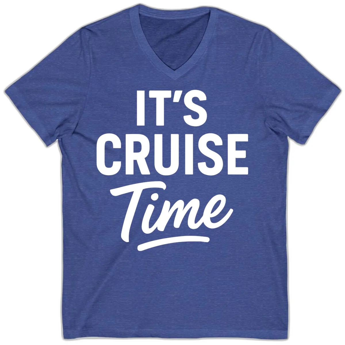 It's Cruise Time Apparel V-Neck in Heather True Royal
