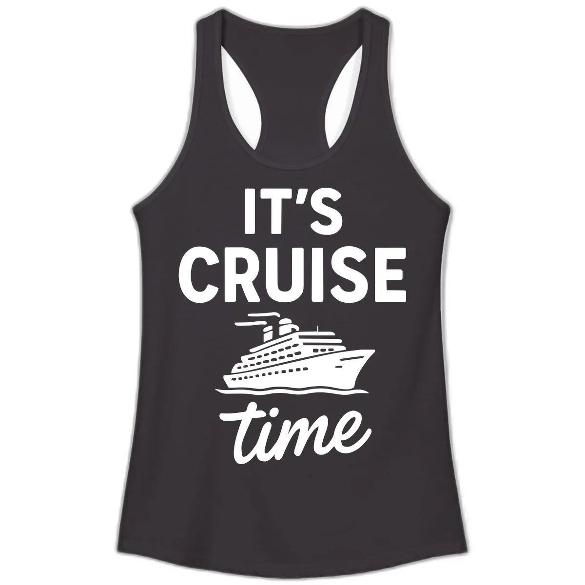 It's Cruise Time Graphic Ladies Tank in Black
