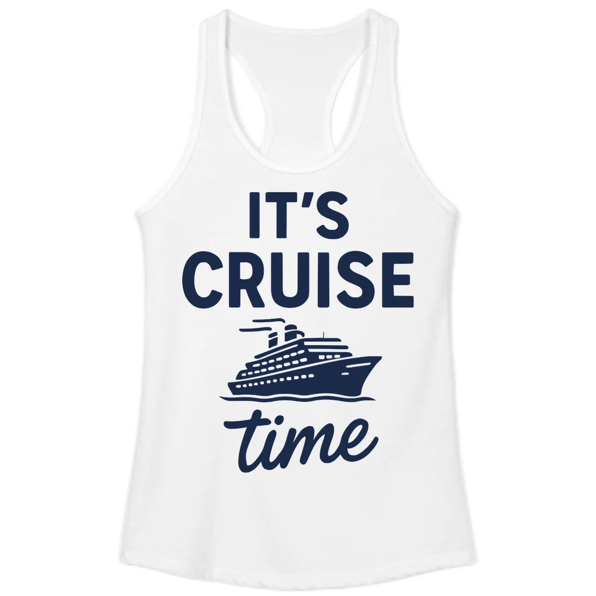 It's Cruise Time Graphic Ladies Tank in White