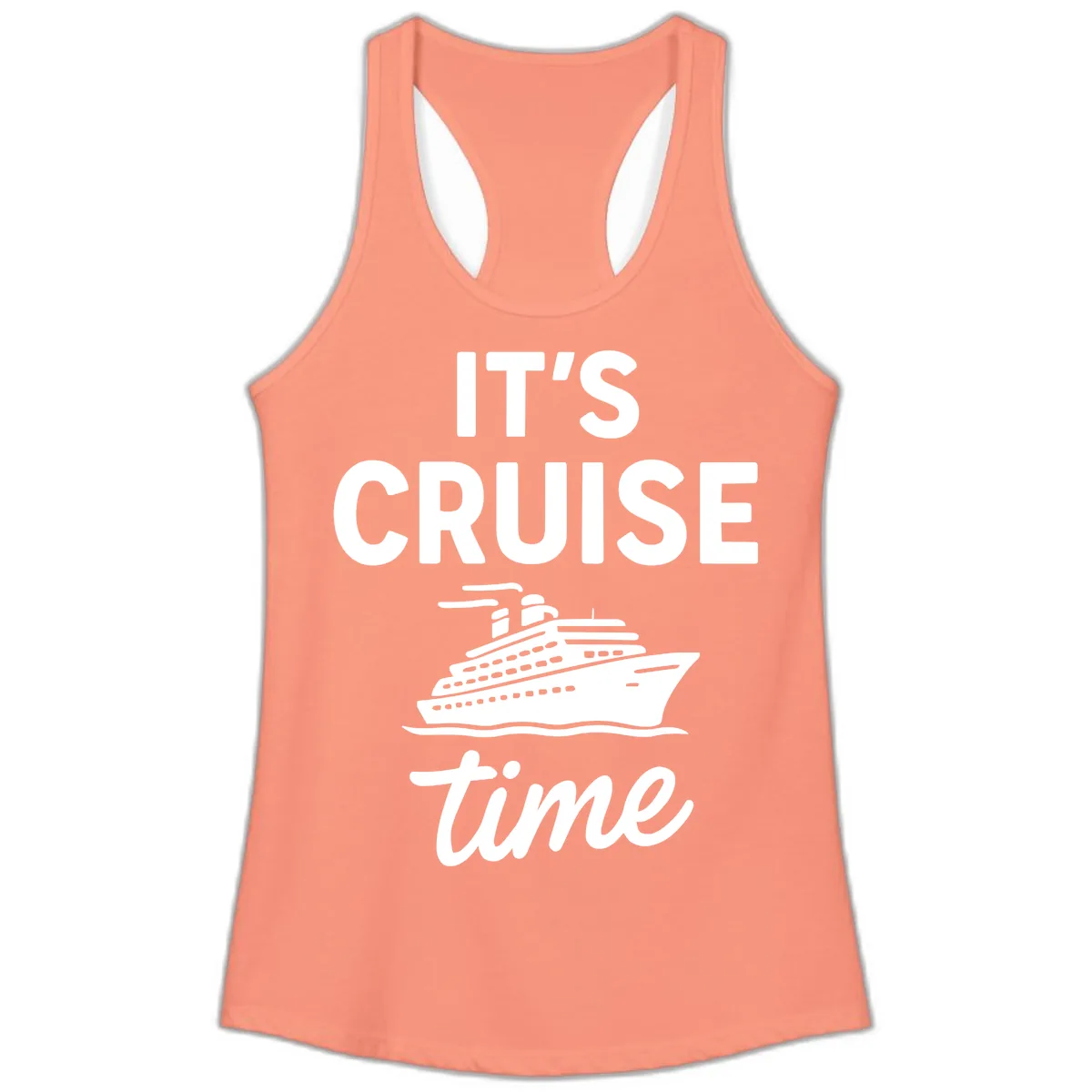 It's Cruise Time Graphic Ladies Tank in Solid Light Orange