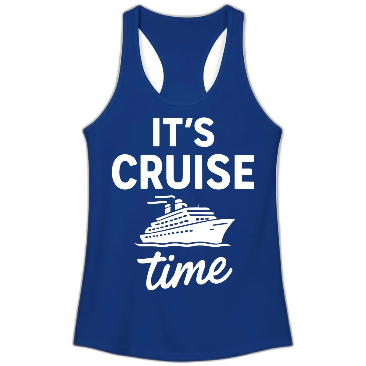 It's Cruise Time Graphic Ladies Tank in Solid Royal