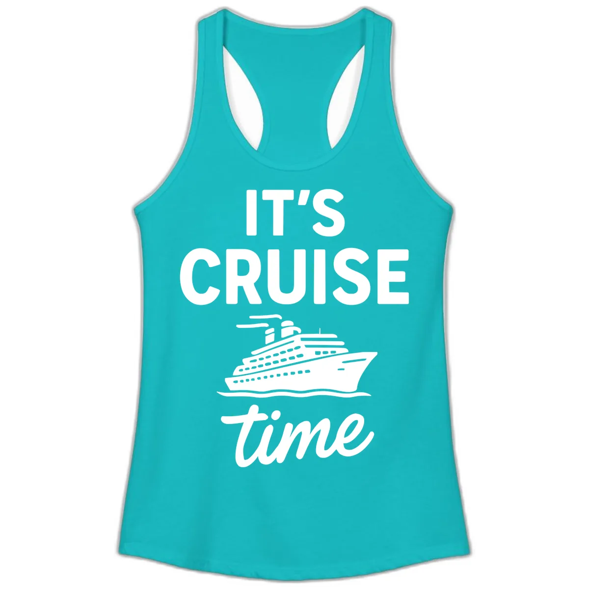 It's Cruise Time Graphic Ladies Tank in Tahiti Blue