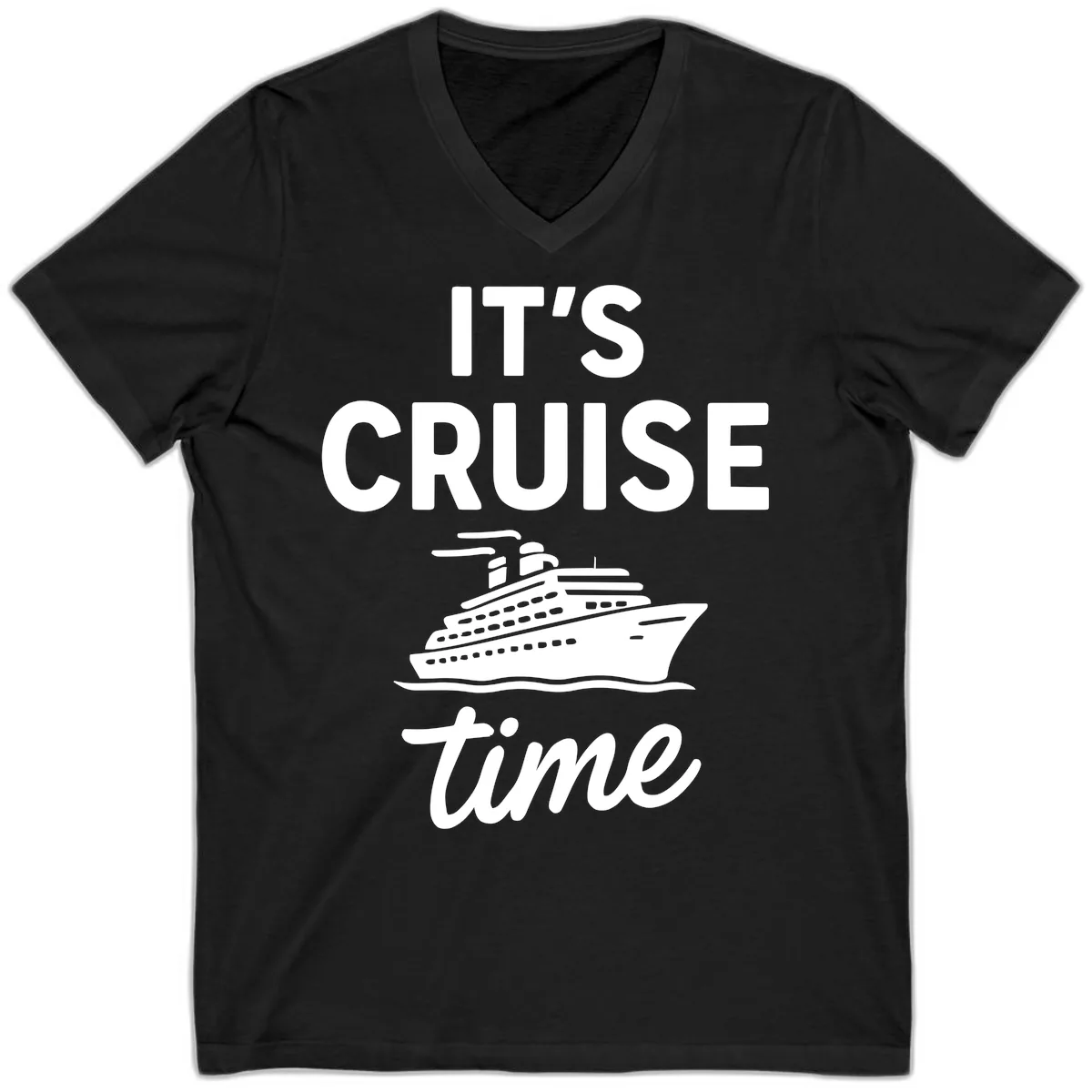 It's Cruise Time Graphic V-Neck in Black