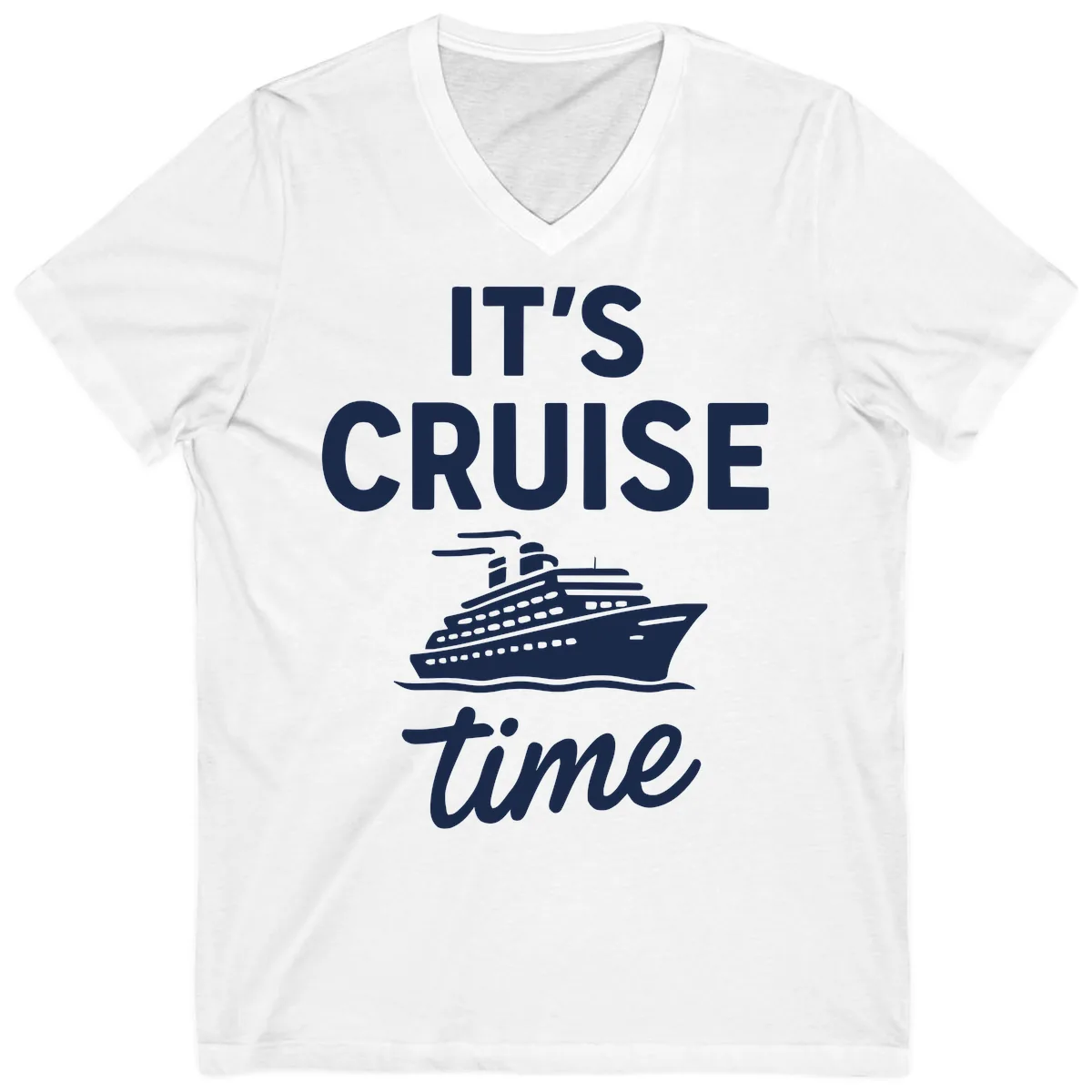It's Cruise Time Graphic V-Neck in White