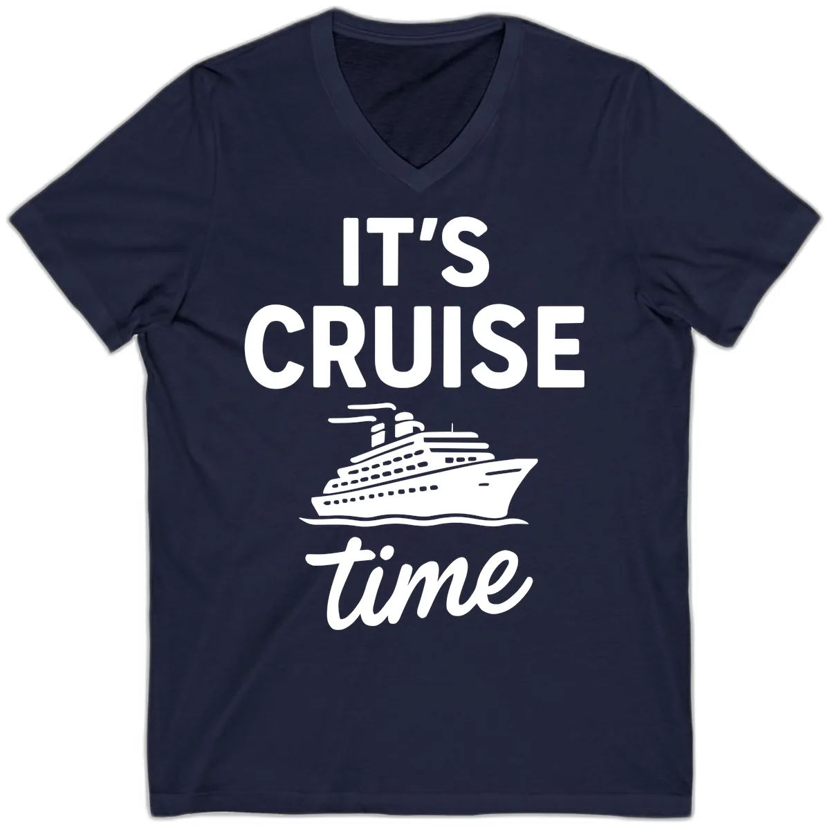 It's Cruise Time Graphic V-Neck in Navy