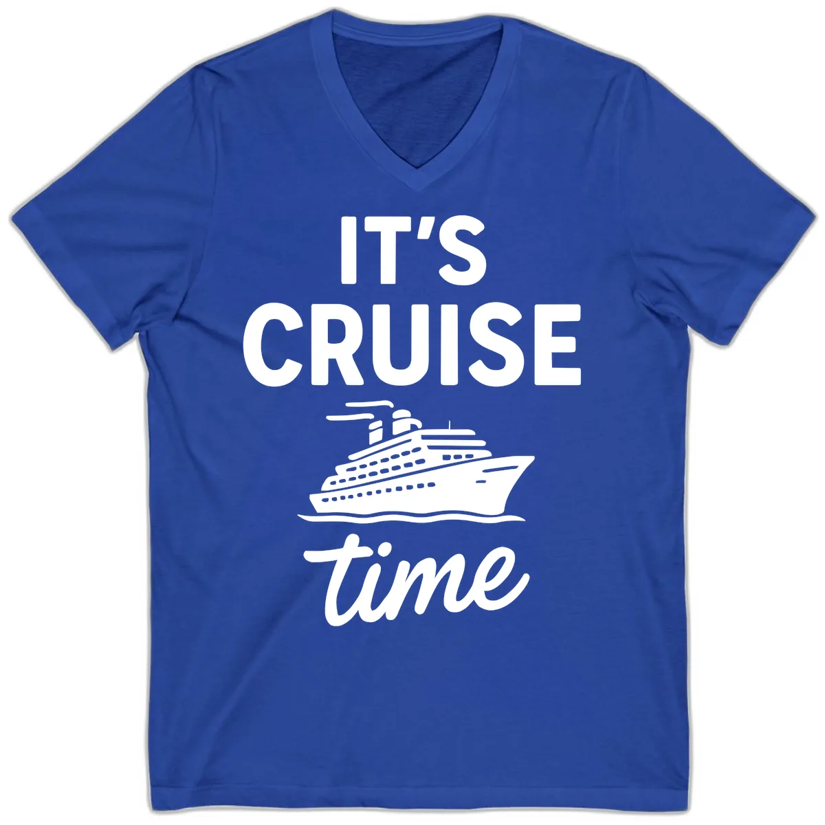 It's Cruise Time Graphic V-Neck in True Royal