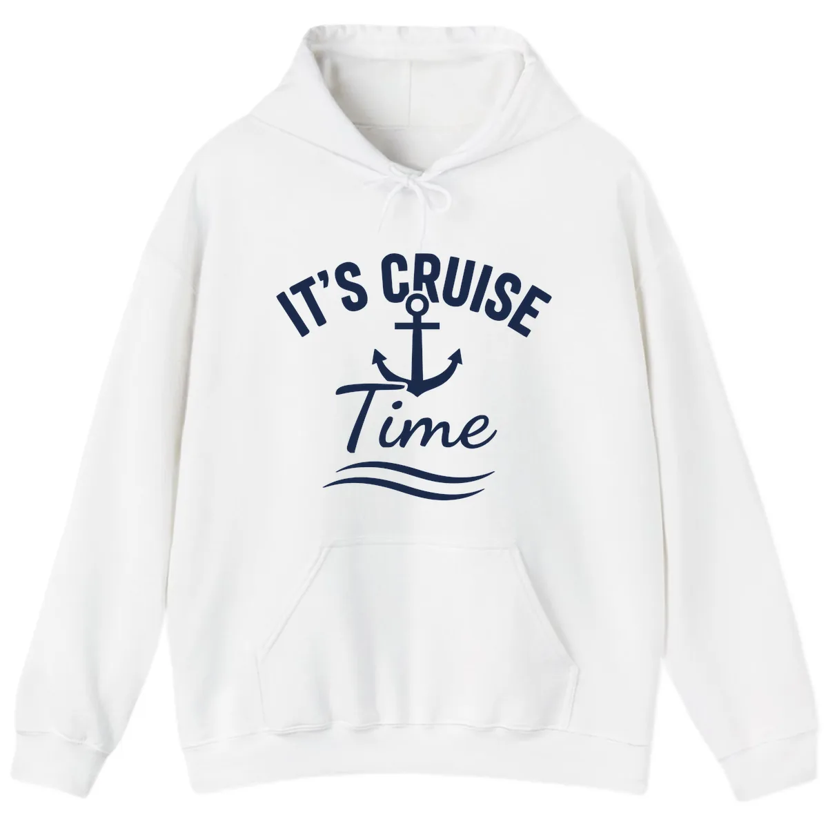 Its Cruise Time Anchor Graphic Hoodie in White