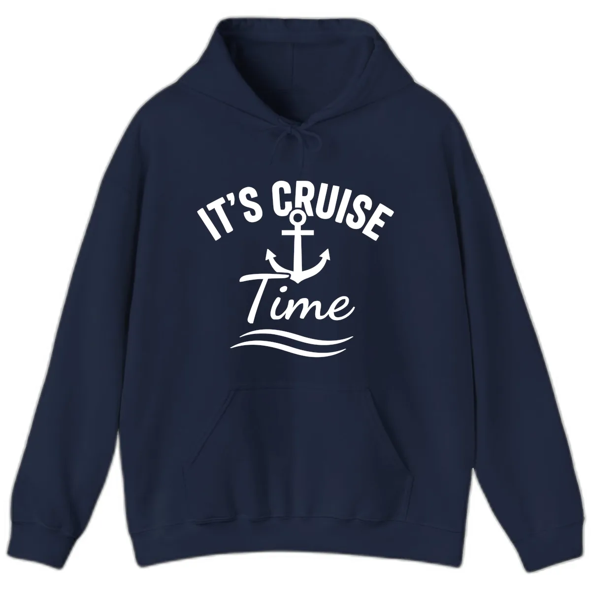 Its Cruise Time Anchor Graphic Hoodie in Navy