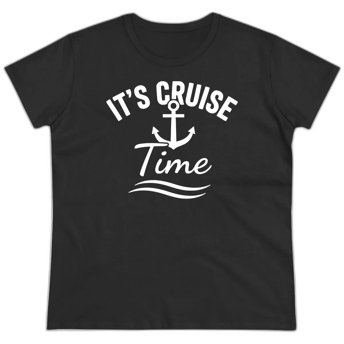 Its Cruise Time Anchor Graphic Ladies Tee in Black