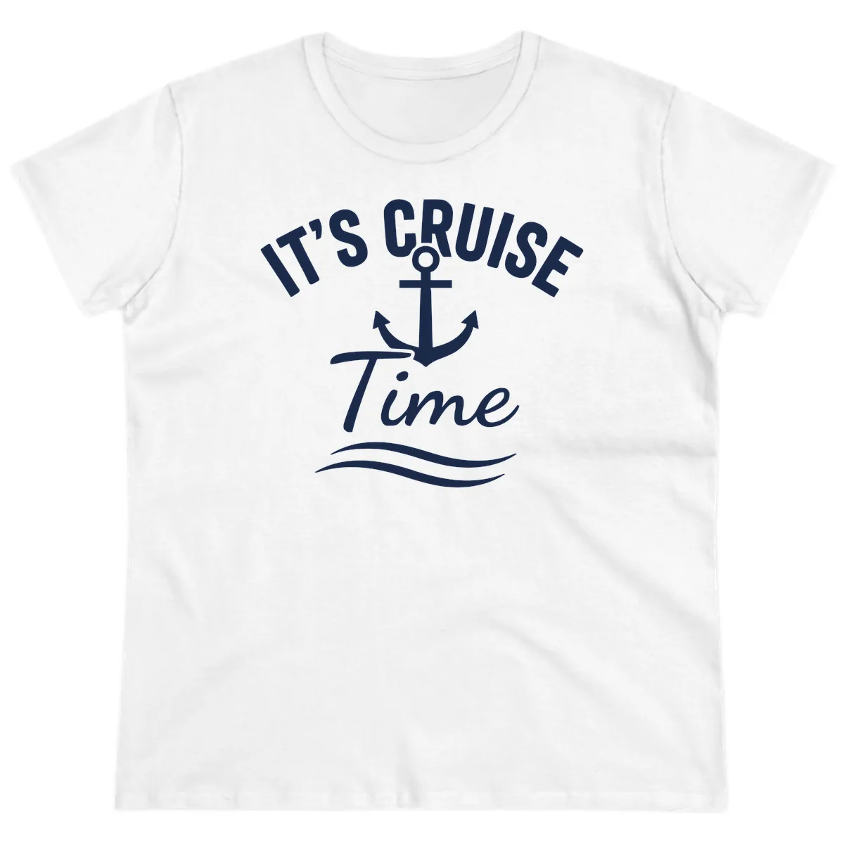 Its Cruise Time Anchor Graphic Ladies Tee in White