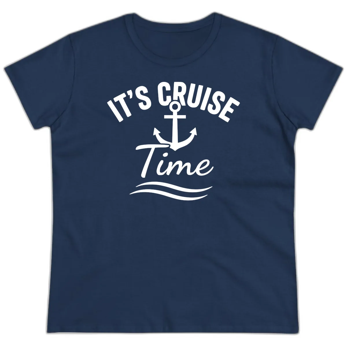 Its Cruise Time Anchor Graphic Ladies Tee in Navy