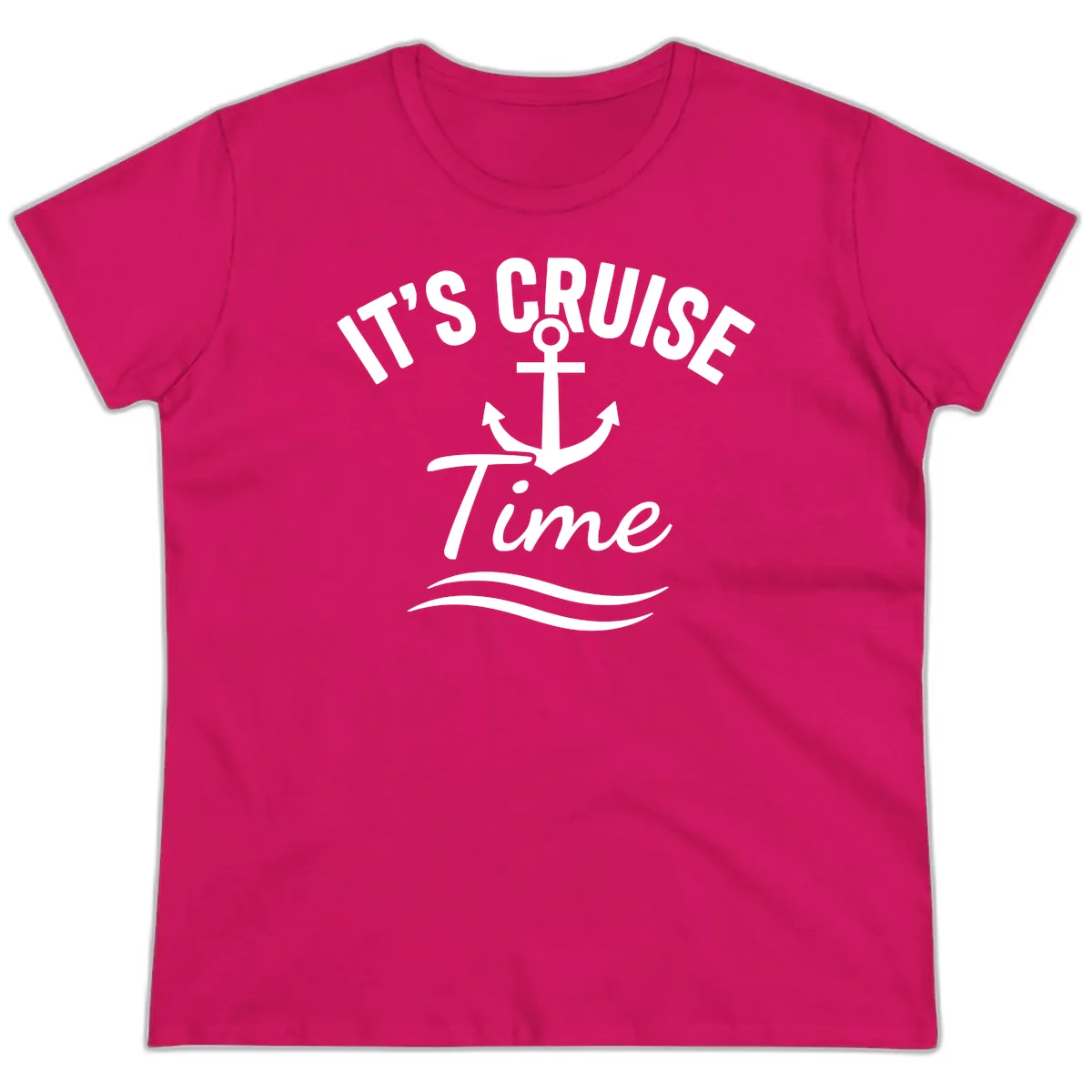 Its Cruise Time Anchor Graphic Ladies Tee in Heliconia