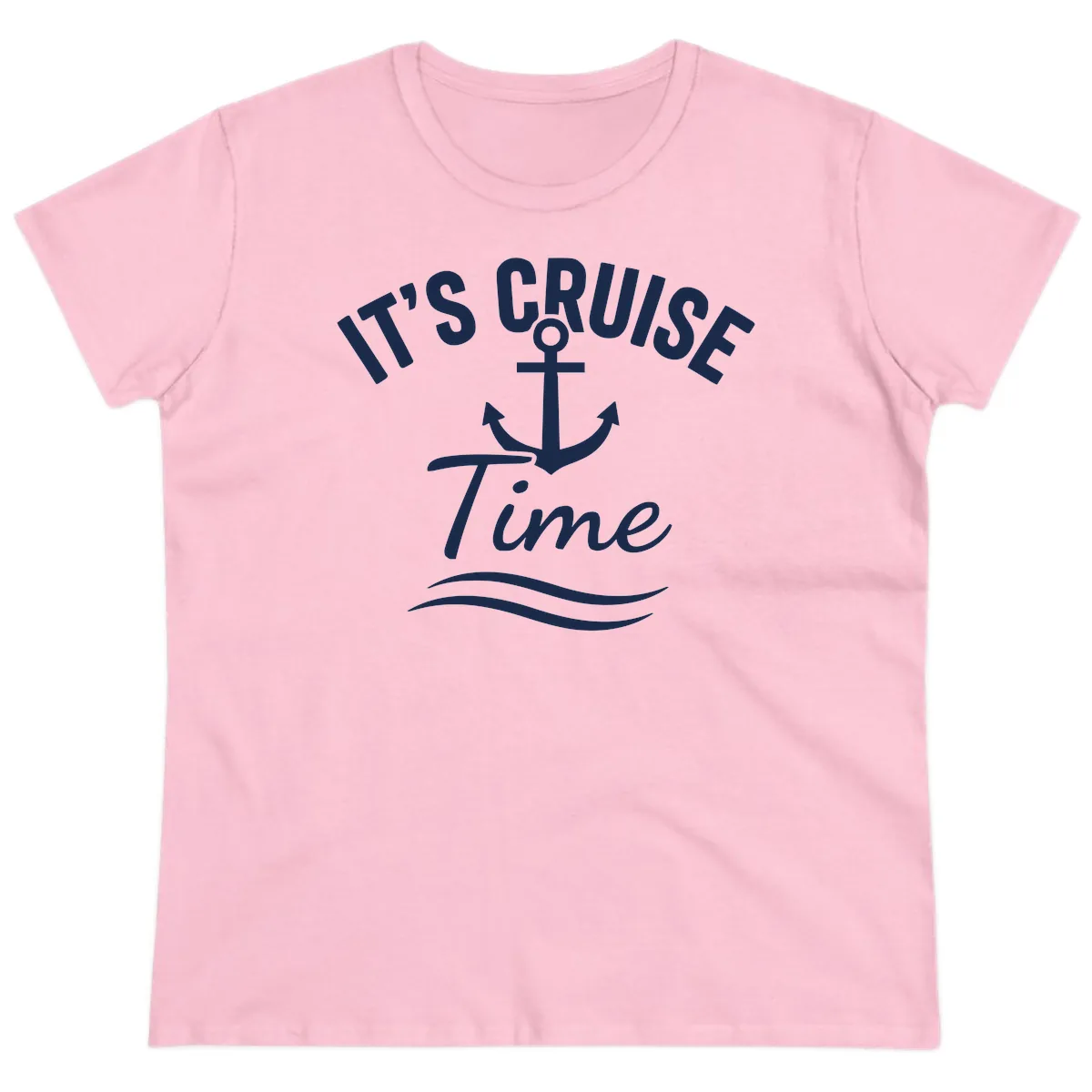Its Cruise Time Anchor Graphic Ladies Tee in Light Pink