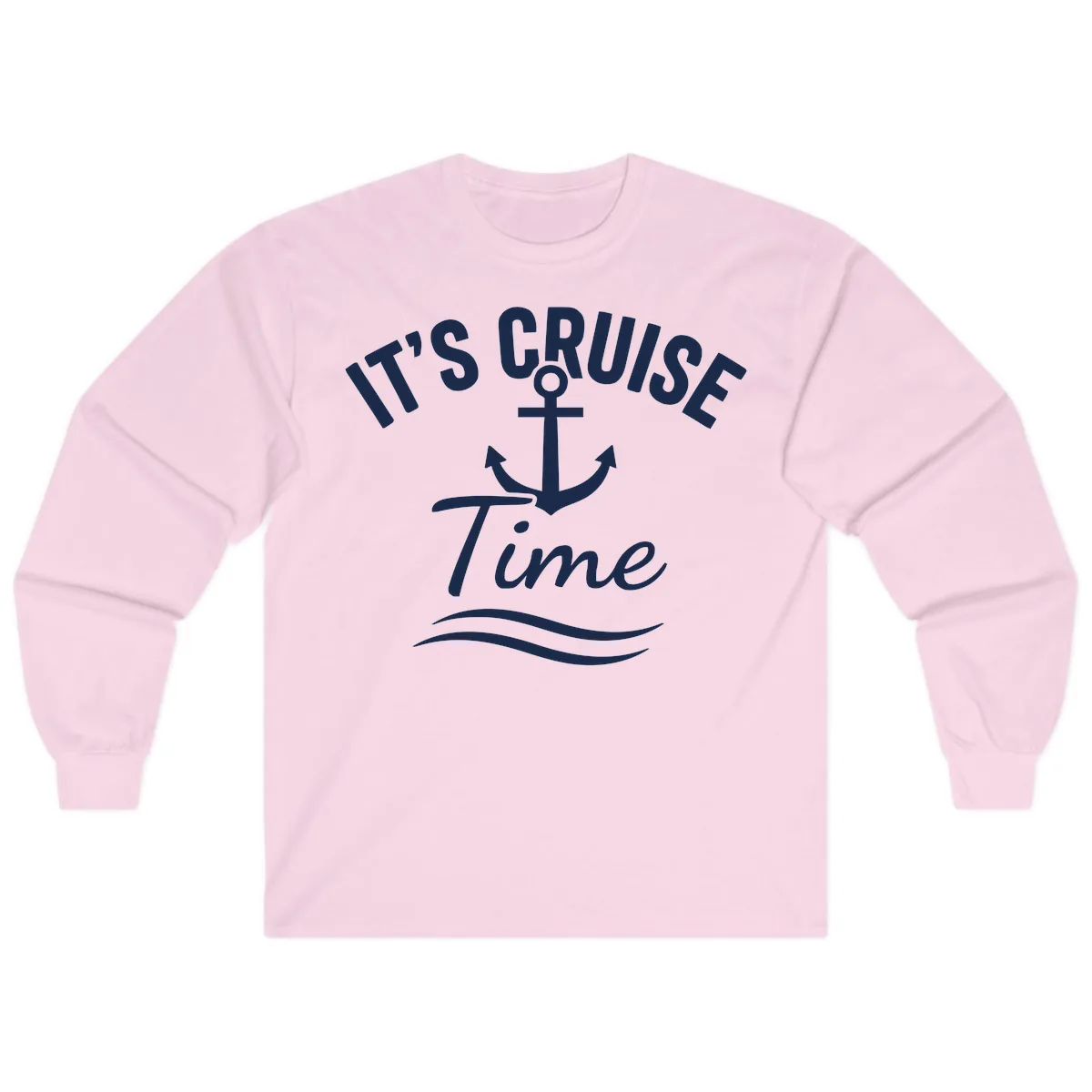 Its Cruise Time Anchor Graphic Long Sleeve in Light Pink