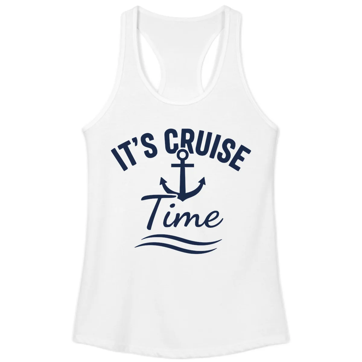 Its Cruise Time Anchor Graphic Ladies Tank in White