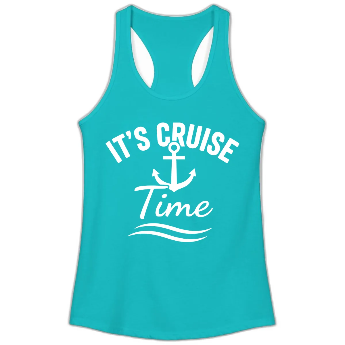 Its Cruise Time Anchor Graphic Ladies Tank in Tahiti Blue