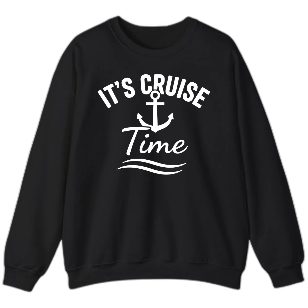 Its Cruise Time Anchor Graphic Sweatshirt in Black