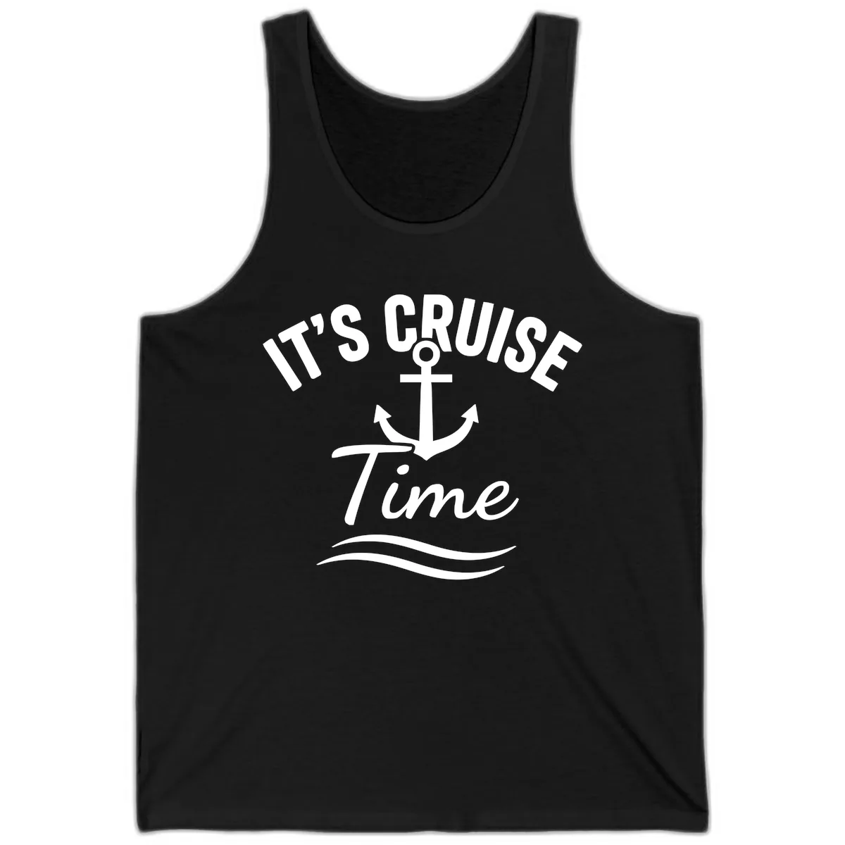 Its Cruise Time Anchor Graphic Tank in Black