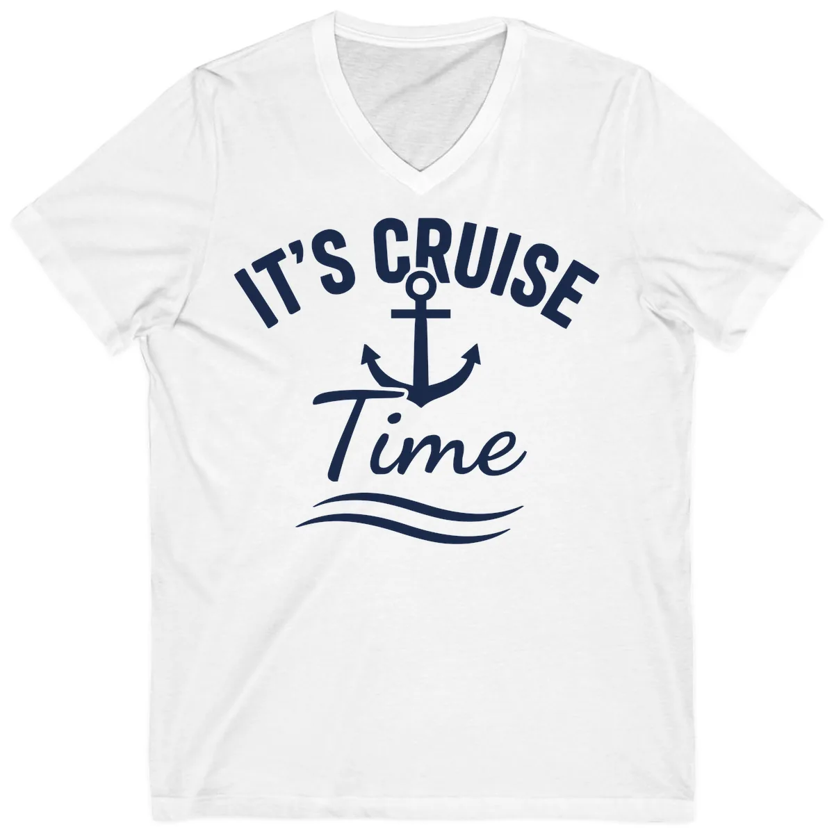 Its Cruise Time Anchor Graphic V-Neck in White