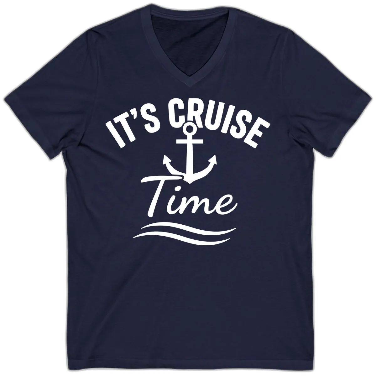 Its Cruise Time Anchor Graphic V-Neck in Navy