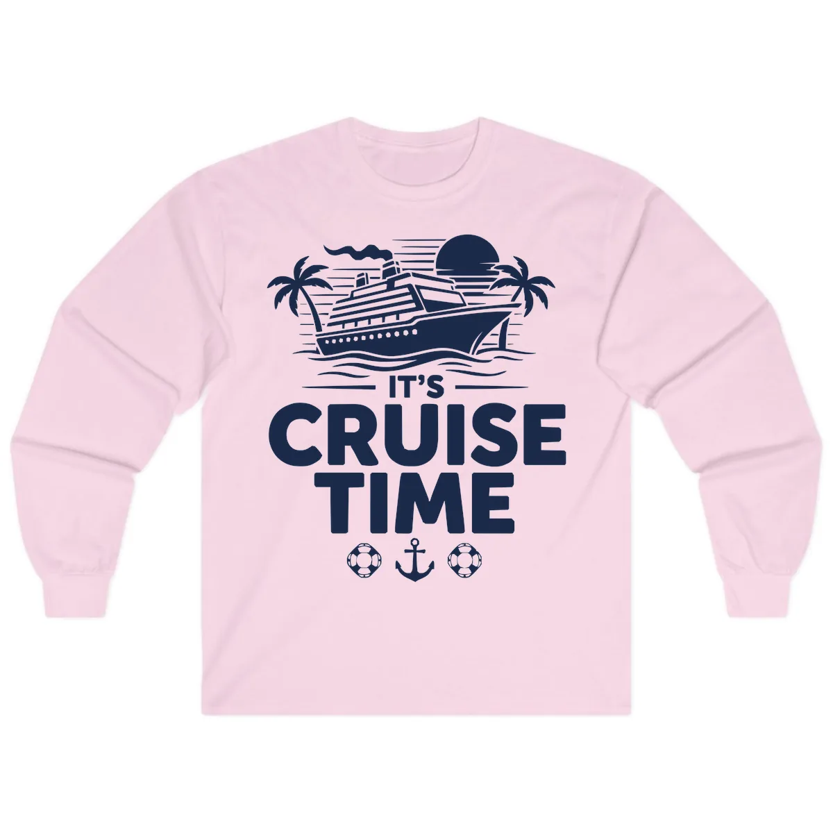 Its Cruise Time Graphic Long Sleeve in Light Pink