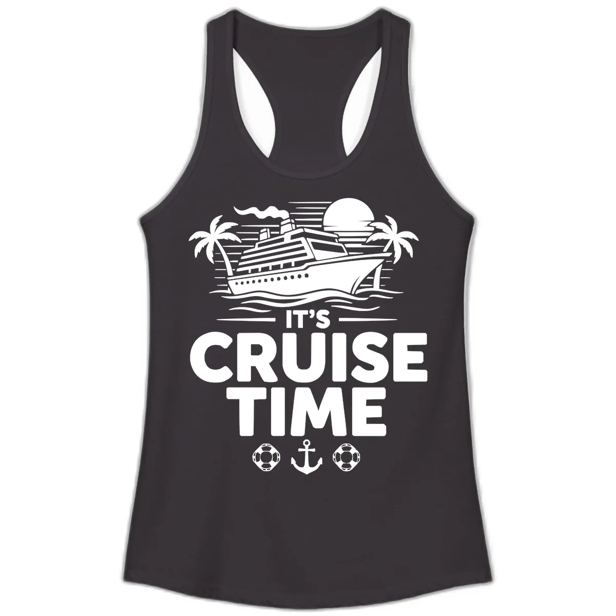 Its Cruise Time Graphic Ladies Tank in Black