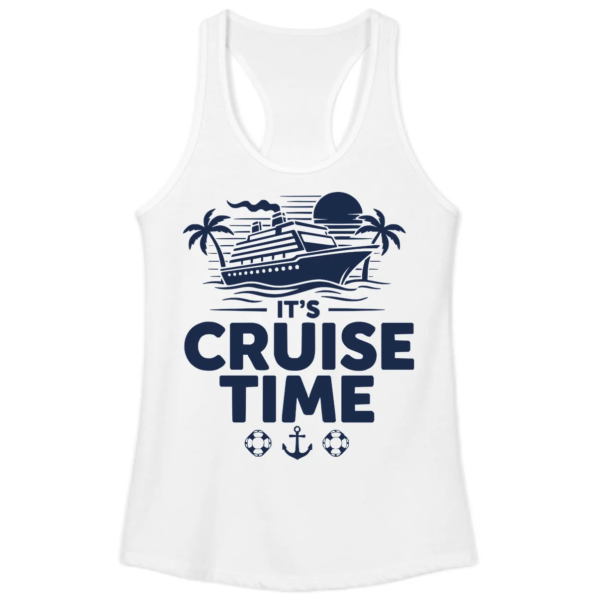 Its Cruise Time Graphic Ladies Tank in White